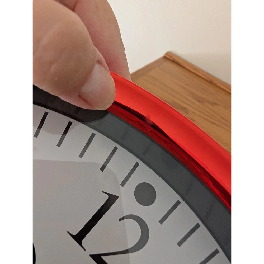 Disney Minnie Mouse Analog Display 12” Wall Clock Metallic Red Works Great!
